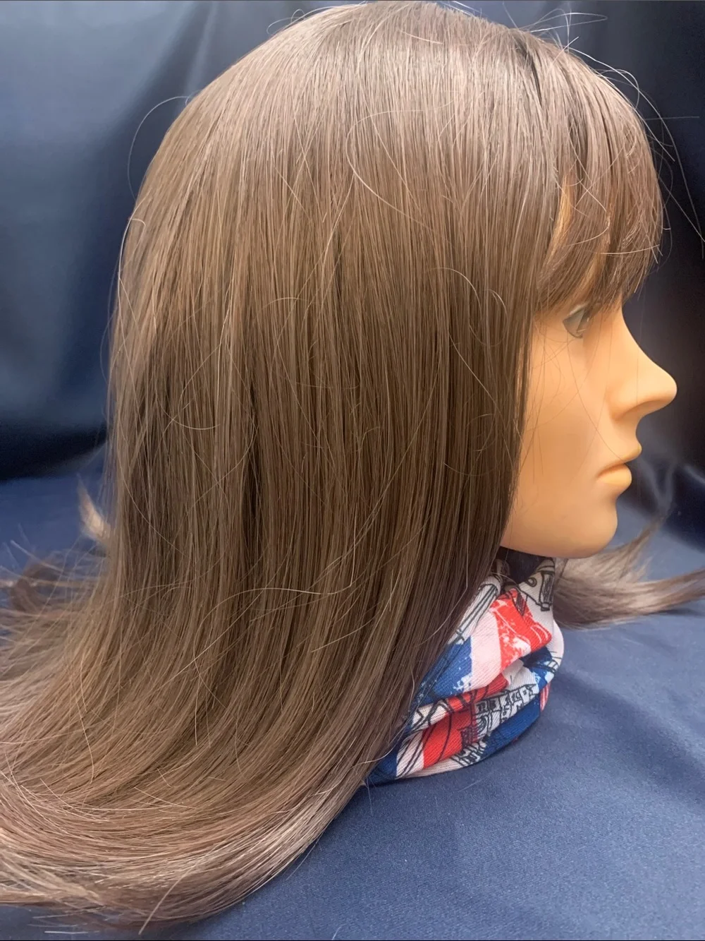 Long Straight Layered Wig with Bangs – Ash Brown Dimensional Highlights